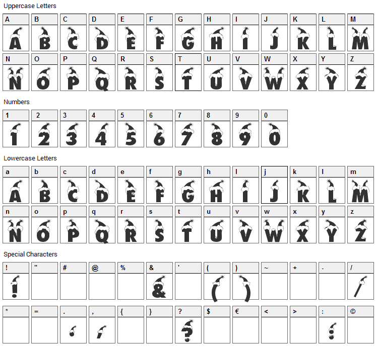 Bonnet Font Character Map