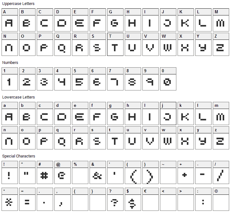 Boo City Font Character Map