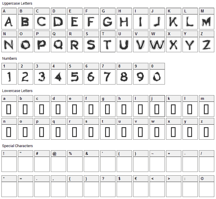 Boogaloo Font Character Map