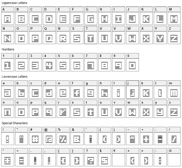 Border 7 Font Character Map