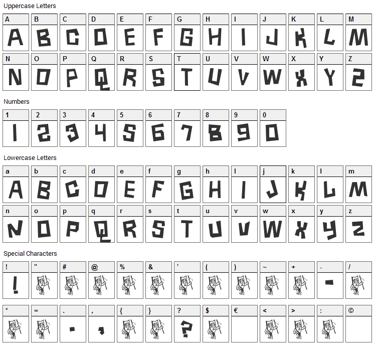 Borneo Font Character Map