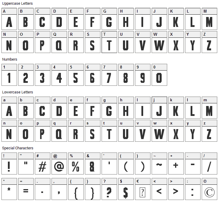 Bou Collegiate Font Character Map