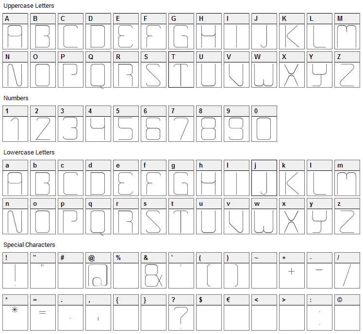 Boulder Font Character Map