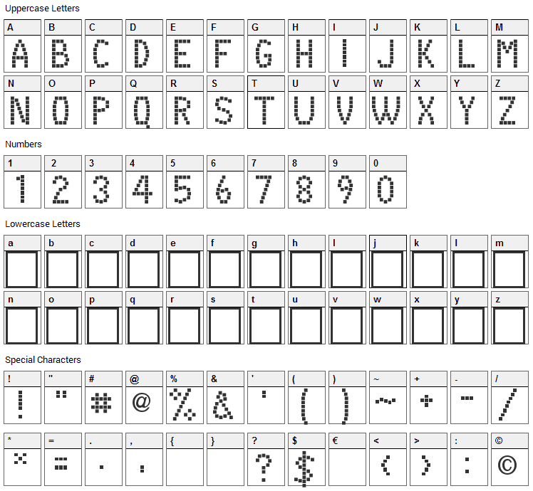 Box On Box Font Character Map