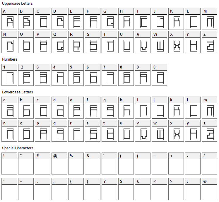 Box Top Font Character Map