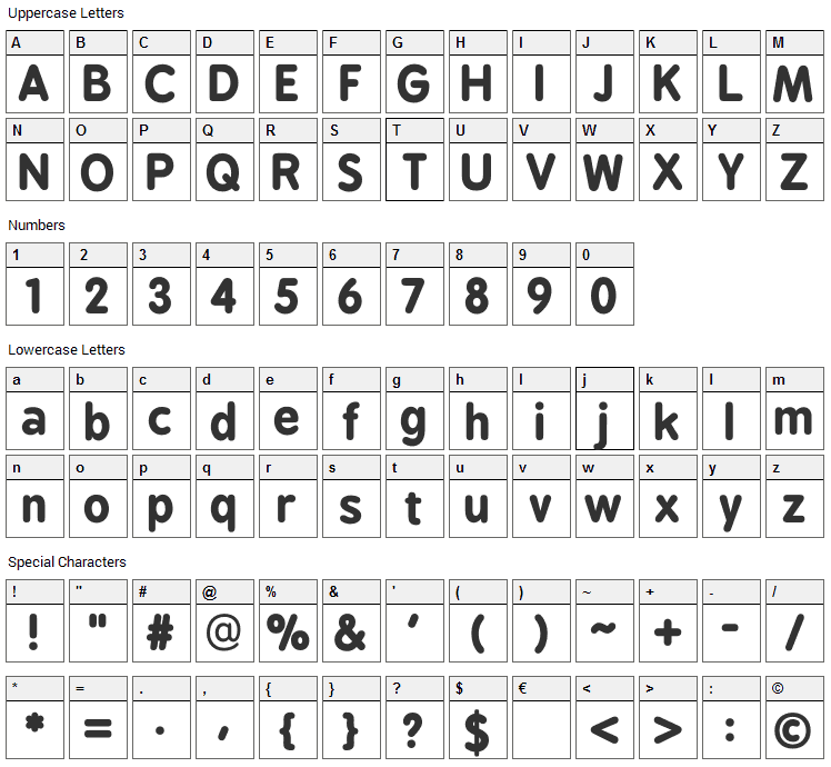 BPreplay Font Character Map