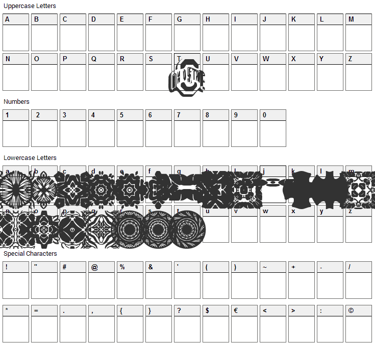 BR 4 My Dad Font Character Map