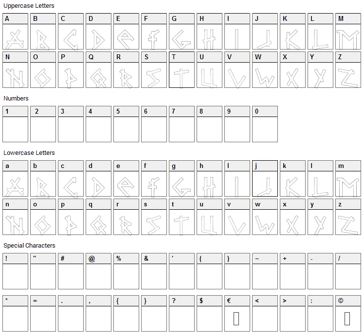 Brabbel Blocks Font Character Map