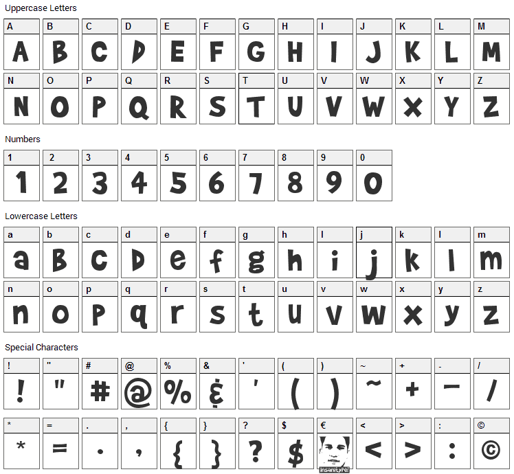 Brady Bunch Remastered Font Character Map