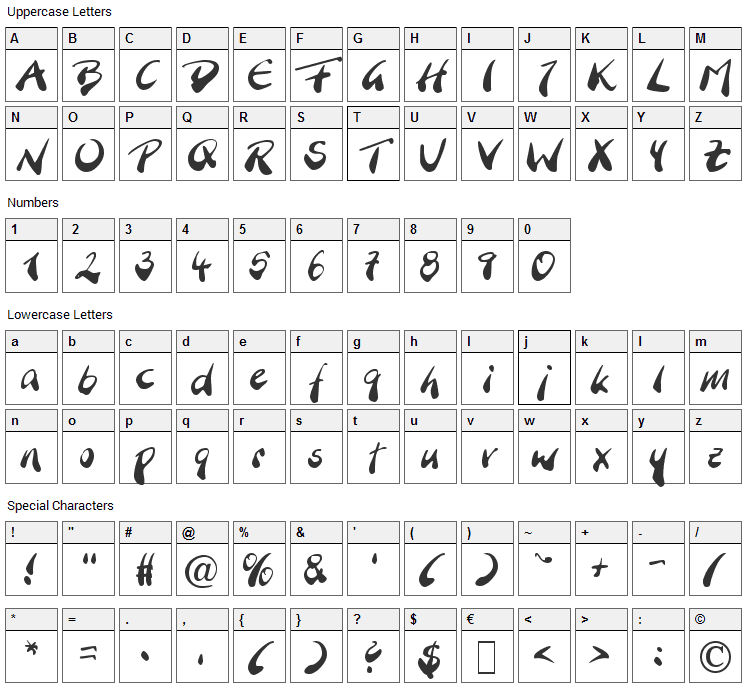 Branching Mouse Font Character Map