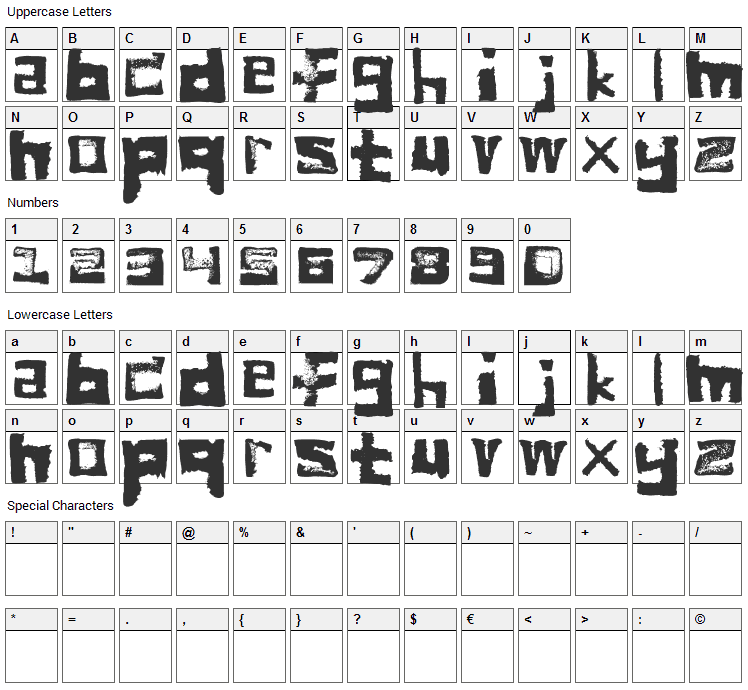 Bread Font Character Map