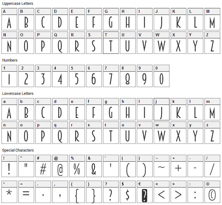 Breamcatcher Font Character Map