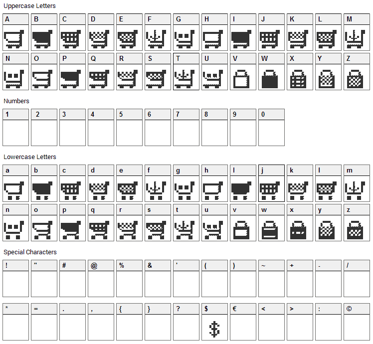 Btd Cart-O-Grapher Font Character Map