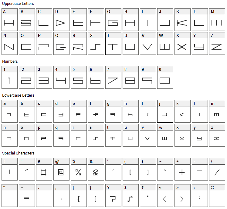 BTSE PS2 Font Character Map