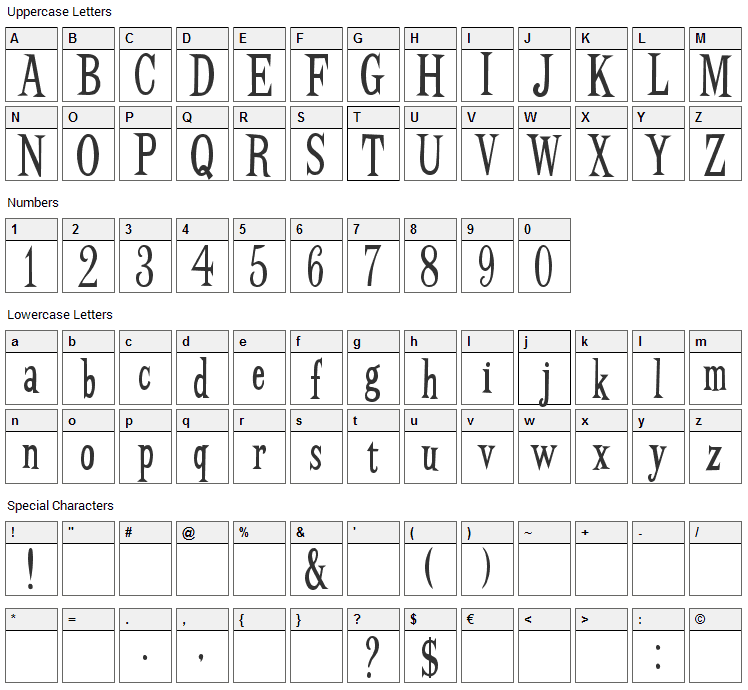 BudBird Font Character Map