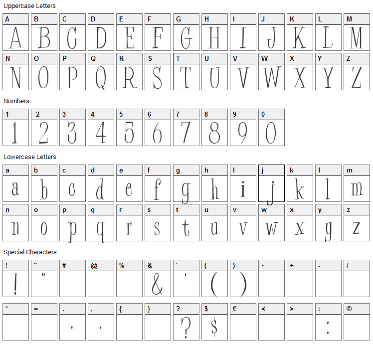 BudEasy Font Character Map