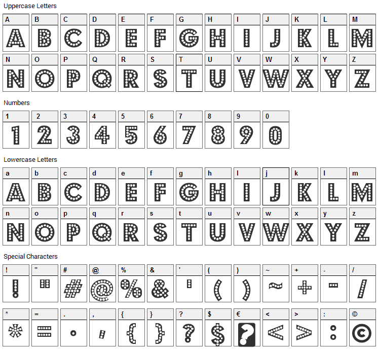 Budmo Font Character Map