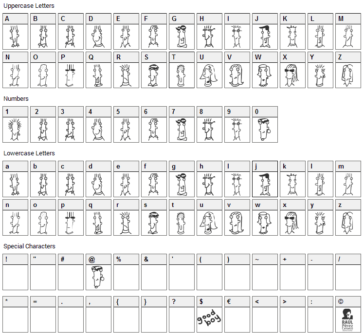 Buen Chico Font Character Map