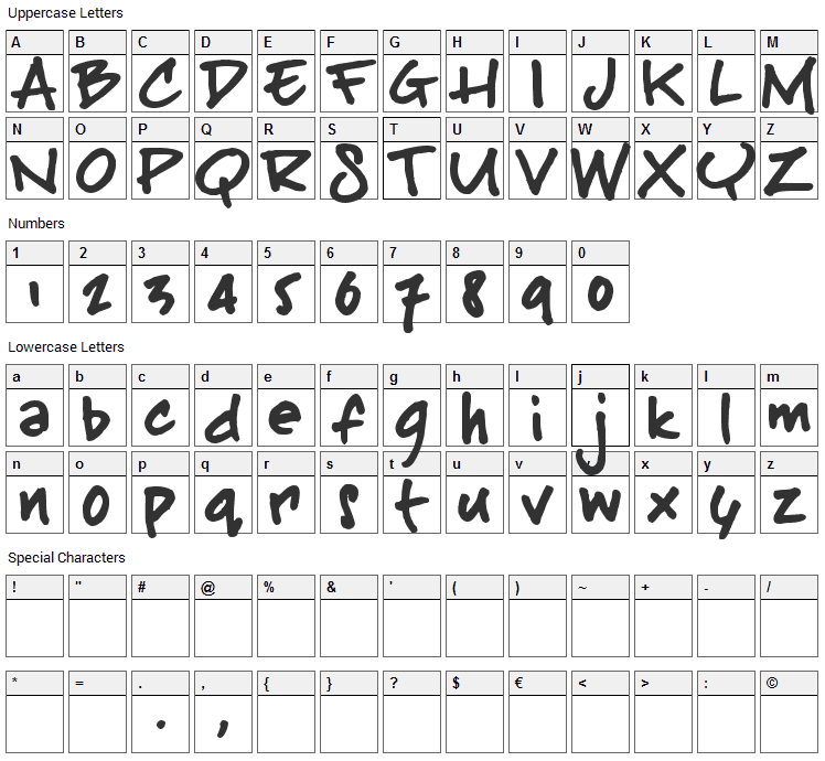 Buffalo Stance Font Character Map