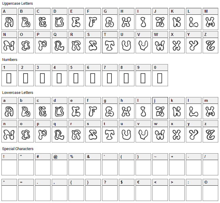 Buffy Font Character Map