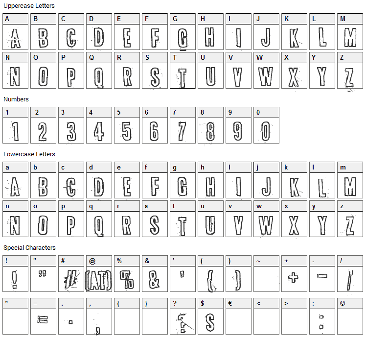 Bugebol, huomenna Font Character Map