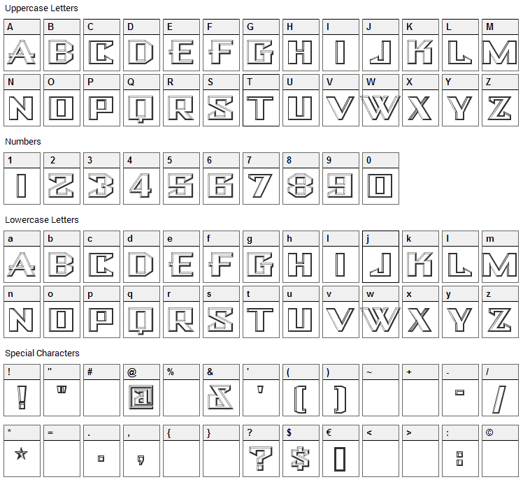 Bulwark Font Character Map