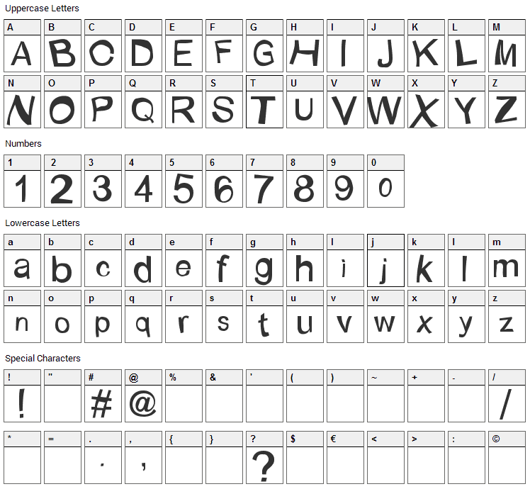 Bunaken Underwater Font Character Map