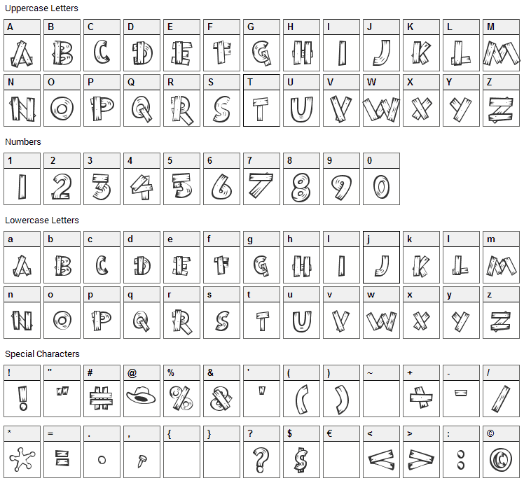 Burnstown Dam Font Character Map