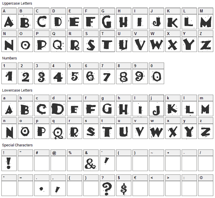 Burrito Font Character Map