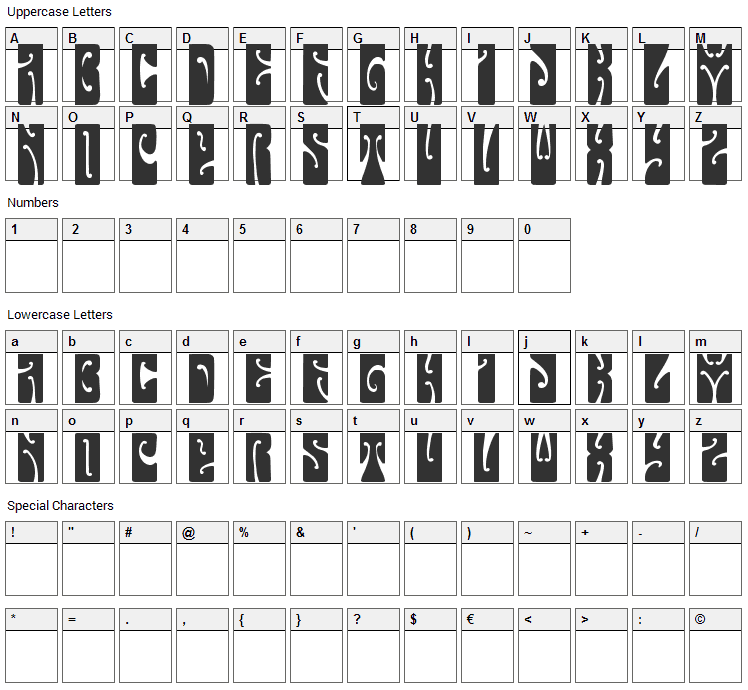 Butterfield Font Character Map