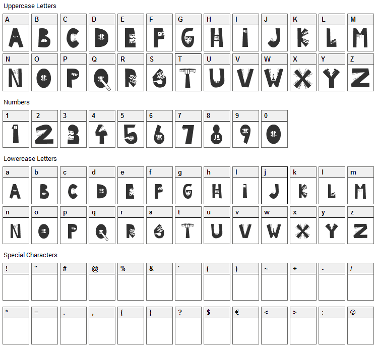 Byte Caps Font Character Map