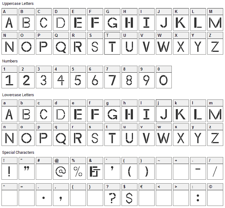 Byzantine Empire Font Character Map