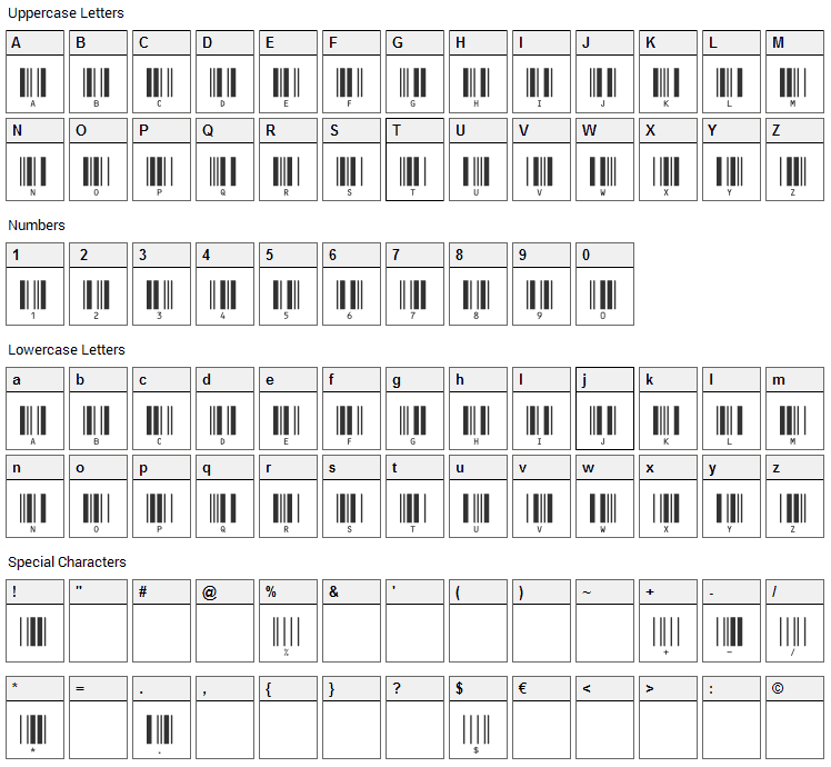 c39hrp24dltt Font Character Map