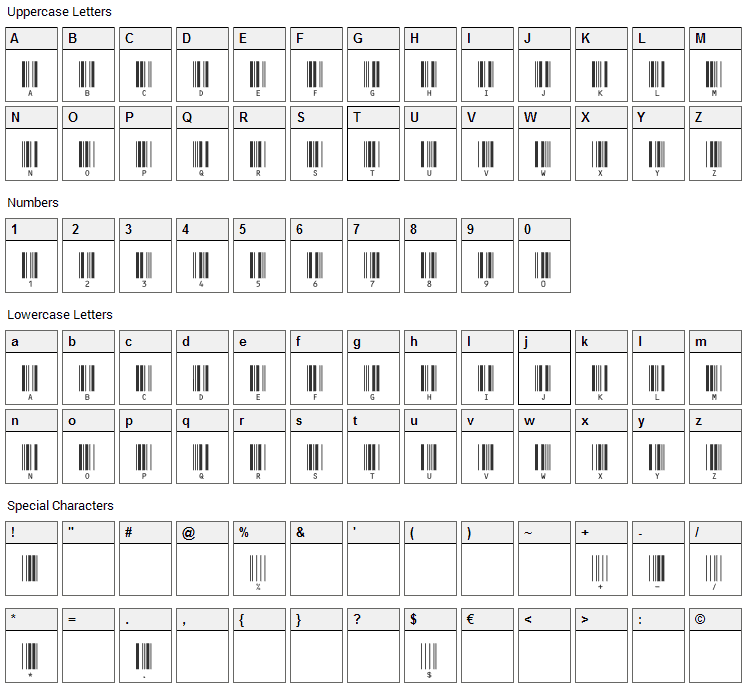 c39hrp36dltt Font Character Map