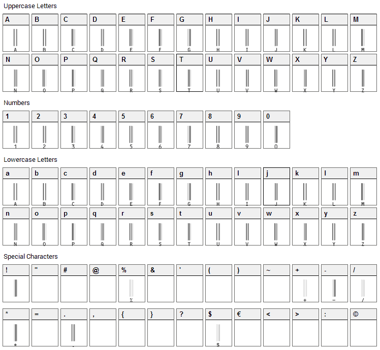 c39hrp48dhtt Font Character Map