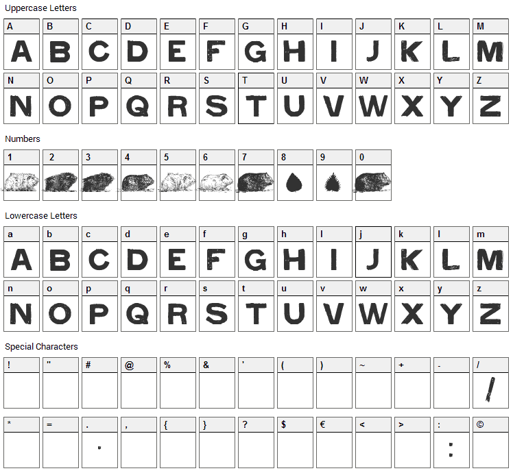Cacavia01 Font Character Map