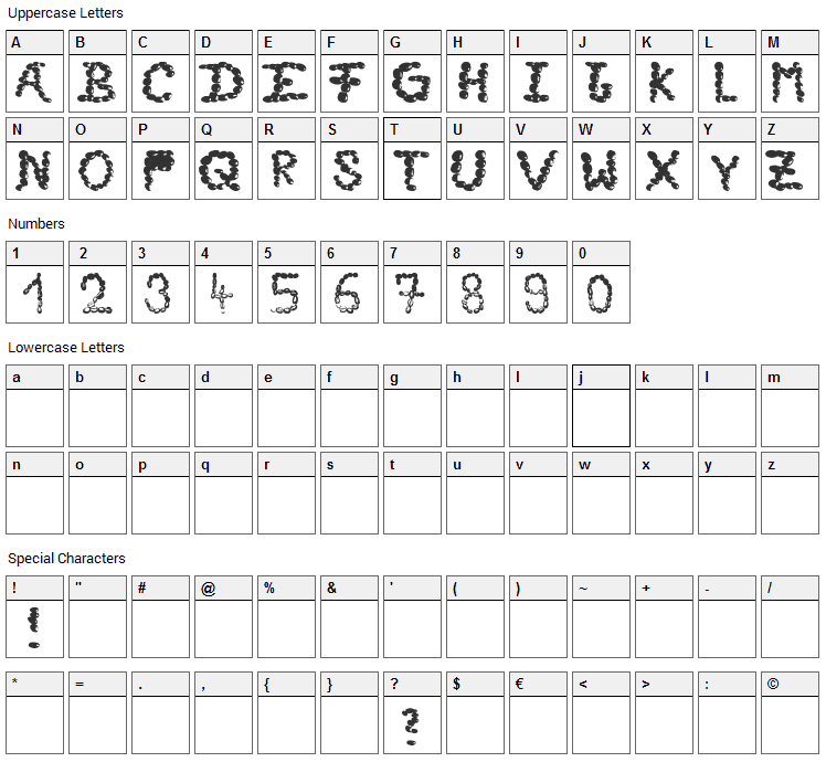 Cafe Time Font Character Map