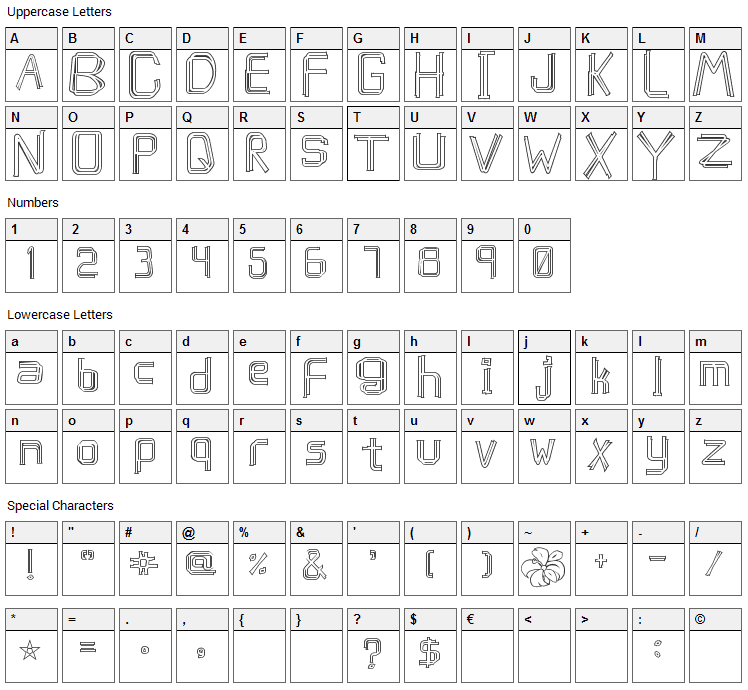 Caffeen Font Character Map