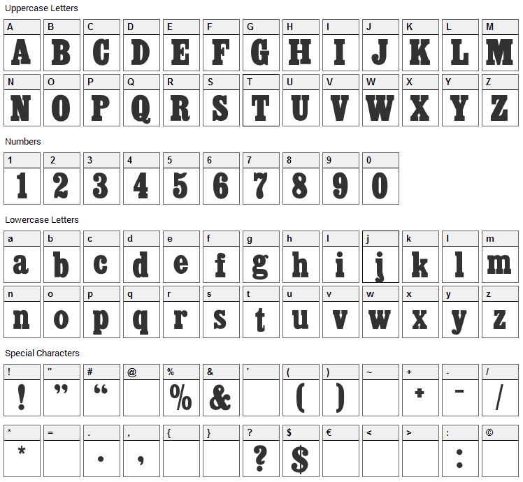 Cairo Font Character Map