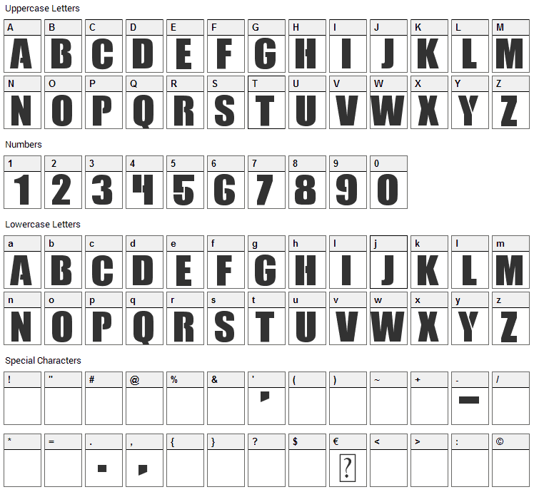 Call of Duty Font Character Map