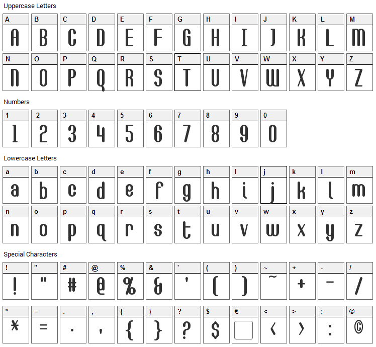 Callie-Mae Font Character Map