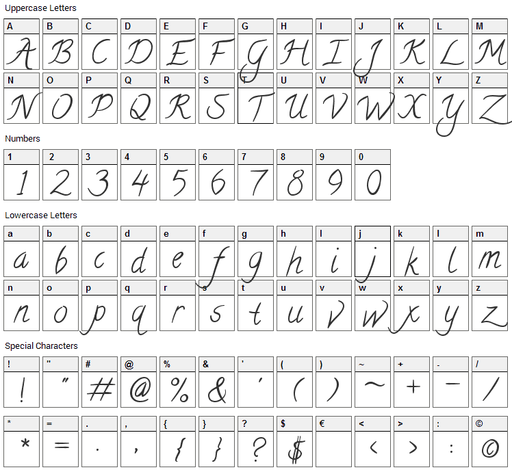 Calligraffitti Font Character Map