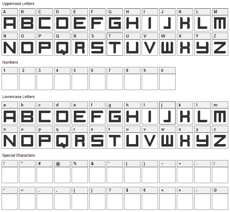 Camieis Font Character Map