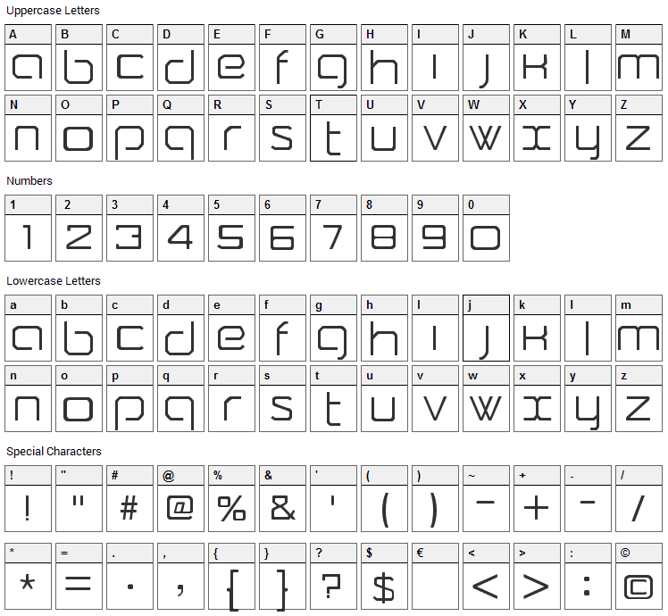 Camomile Font Character Map