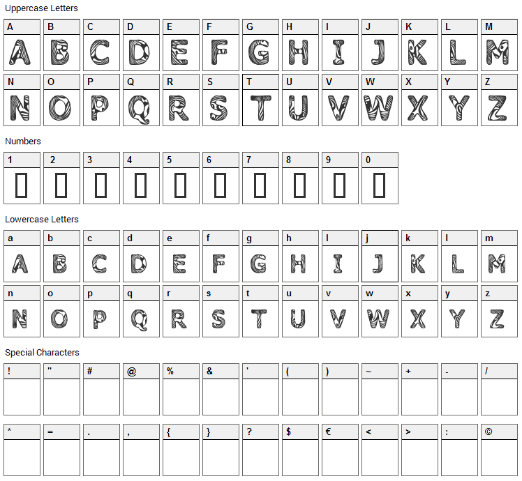 Candy Kisses Font Character Map