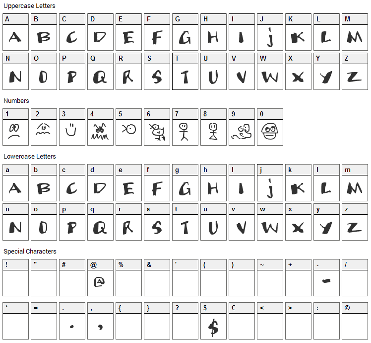 Candy Sniper Font Character Map