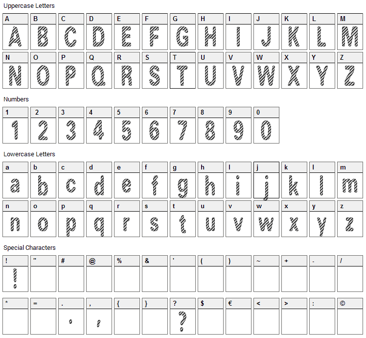 Candy Stripe Font Character Map