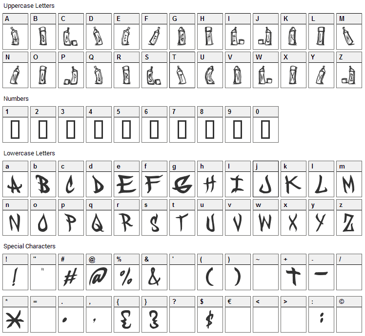 Cans Font Character Map