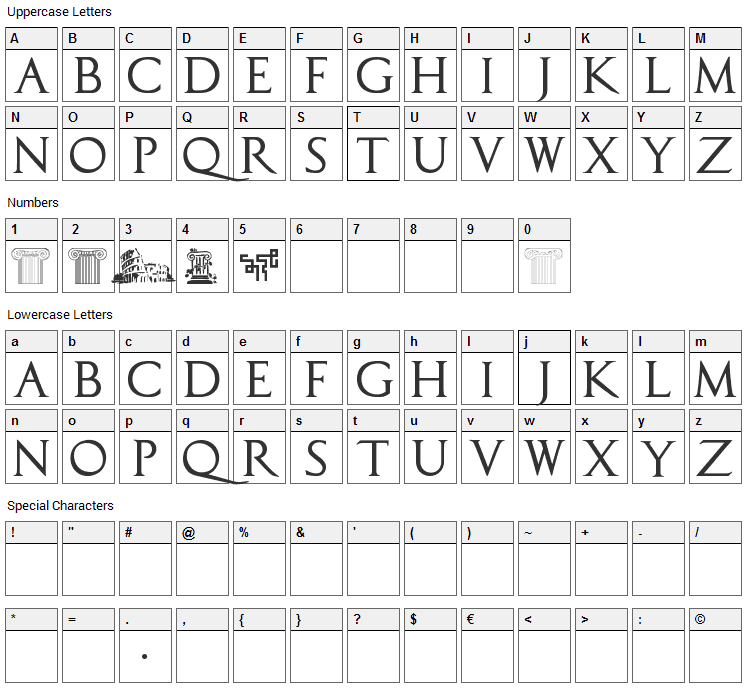 Capitalis TypOasis Font Character Map