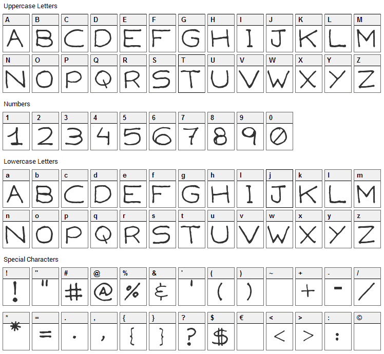 Capsies Font Character Map